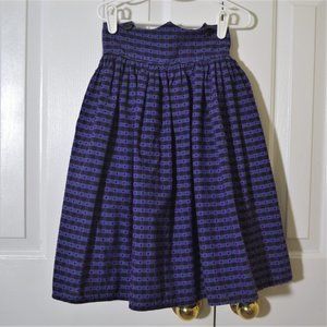 Girl's Vintage Skirt w/ Wide Waistband Purple & Blue Dotted Swiss Cotton